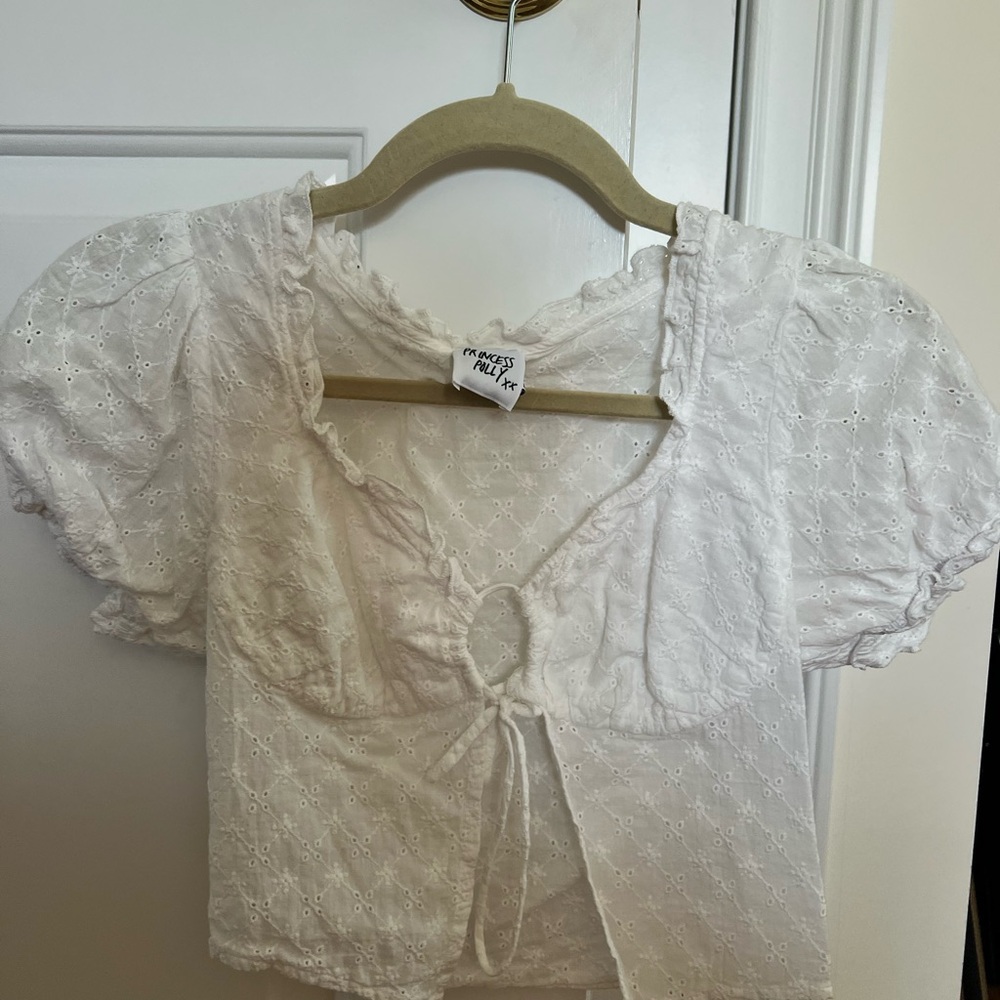 Princess Polly White Eyelet Crop Top